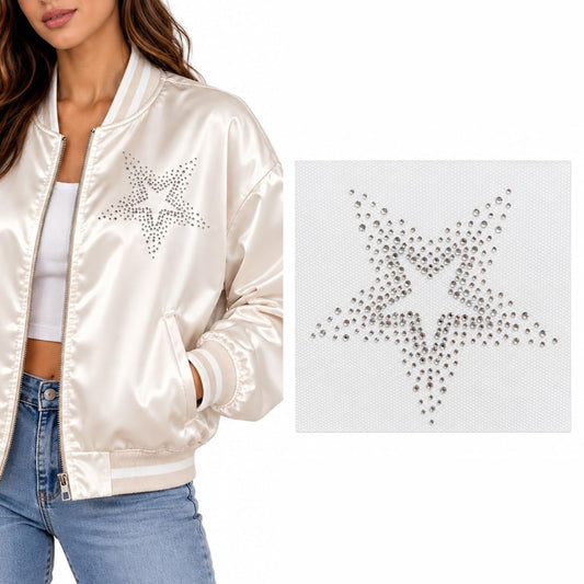 S.A.V.I Rhinestone Iron-On Star Sticker White Crystal 10x10 cm