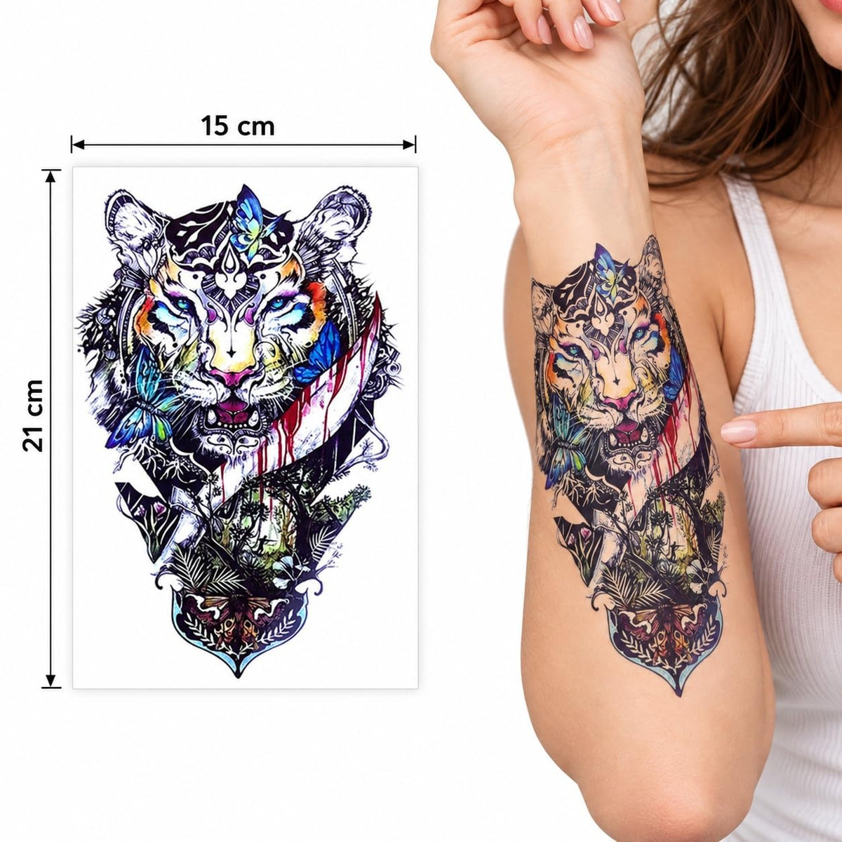 S.A.V.I Temporary Tattoo Stickers Lion Tiger Owl, 3 Sheets