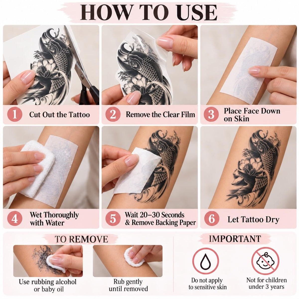 S.A.V.I Temporary Tattoo Stickers 15x21 cm for Men & Women