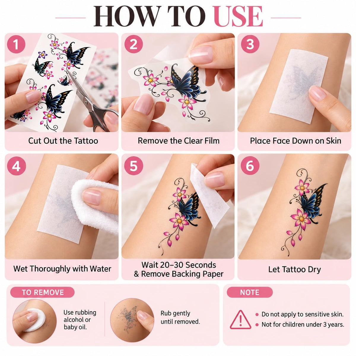 S.A.V.I 7 Temporary Tattoos for Women Waterproof Body Art Stickers