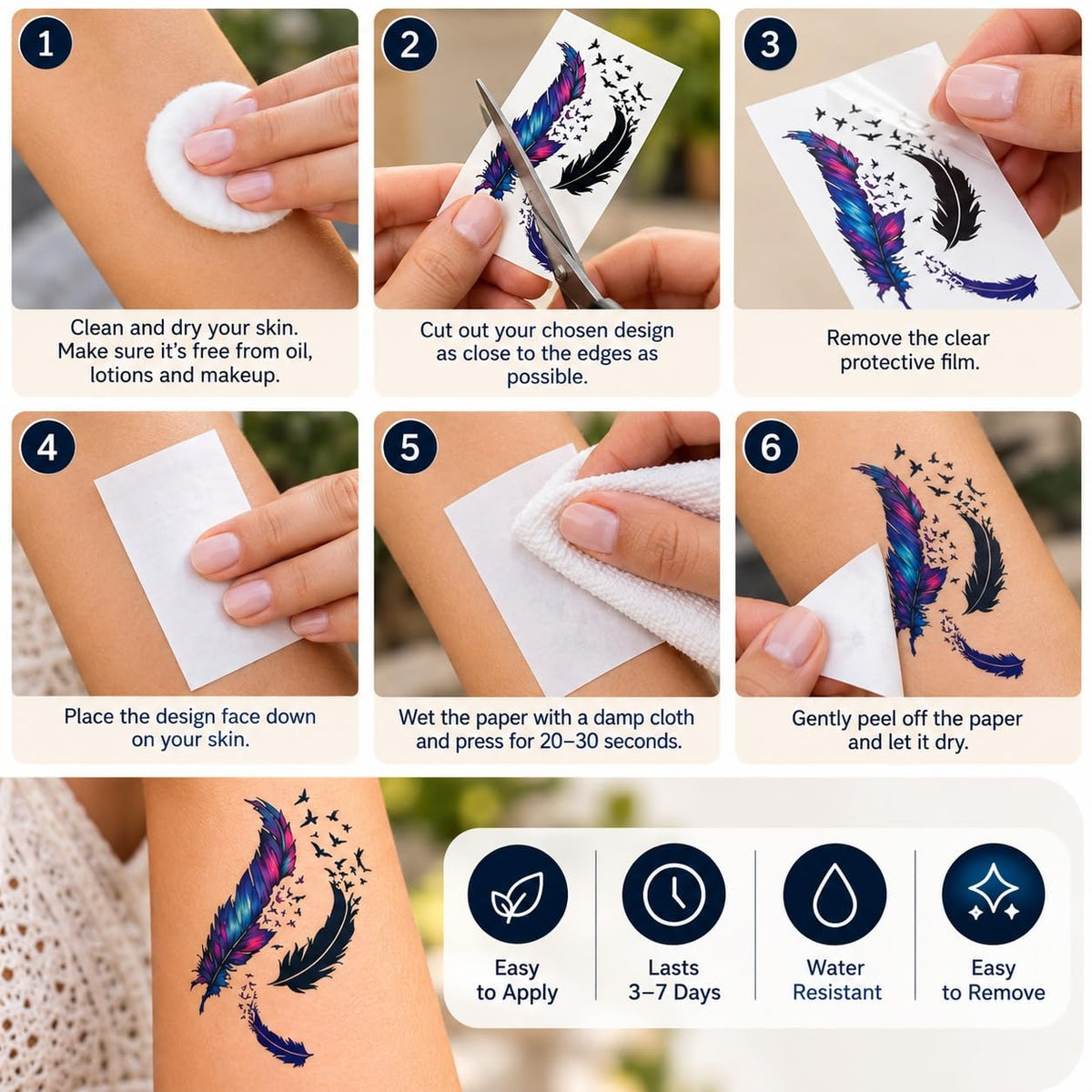 S.A.V.I Temporary Tattoo Stickers for Women, Multicolour, 7 Sheets