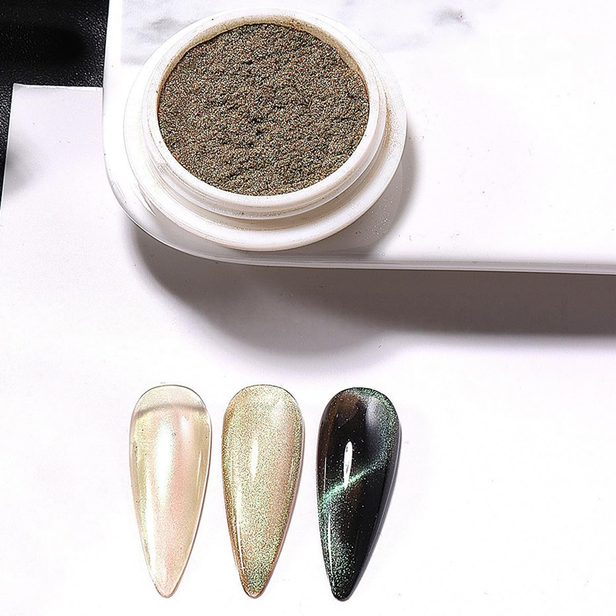 S.A.V.I Magnetic Cat Eye Nail Glitter Powder Green & Blue 5g | 2 Shades, DIY Nail Art, Shimmer Finish, Salon & Home Use, Mix with Gel Polish