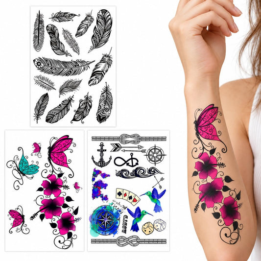 S.A.V.I Temporary Tattoo Stickers Multicolour & Black, 3 Sheets