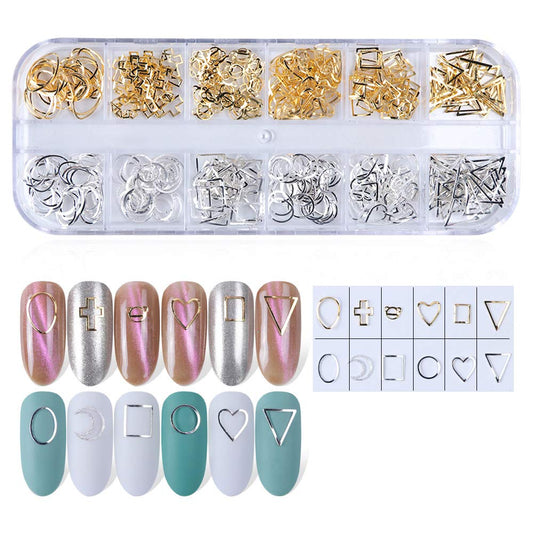 S.A.V.I 1PC. Nail Art Metal Alloy Golden and Silver Mix Decorations Palette DIY Nail Art Jewelry For Manicure