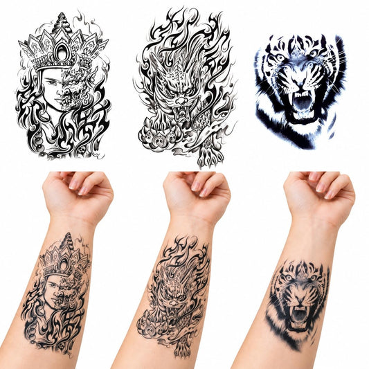 S.A.V.I Temporary Tattoo Stickers Tribal Dragon Tiger Goddess