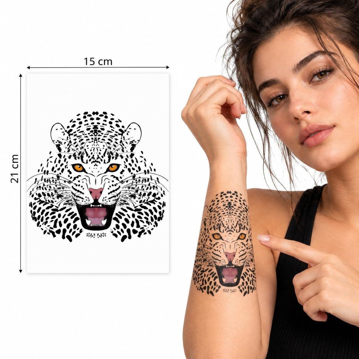 S.A.V.I Temporary Tattoo Stickers Leopard & Lion Designs, 3 Sheets
