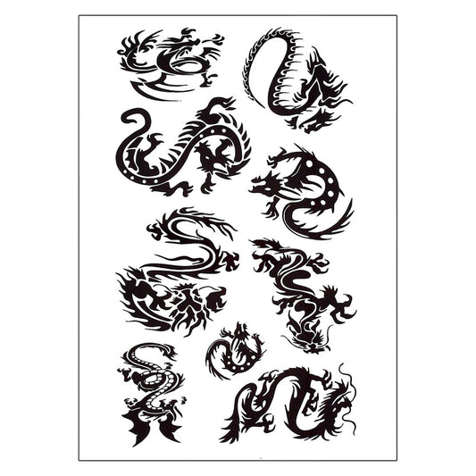 S.A.V.I 3D Temporary Tattoo Waterproof Sticker Black Dragon Popular New Designs Size - 21x15cm (10B)
