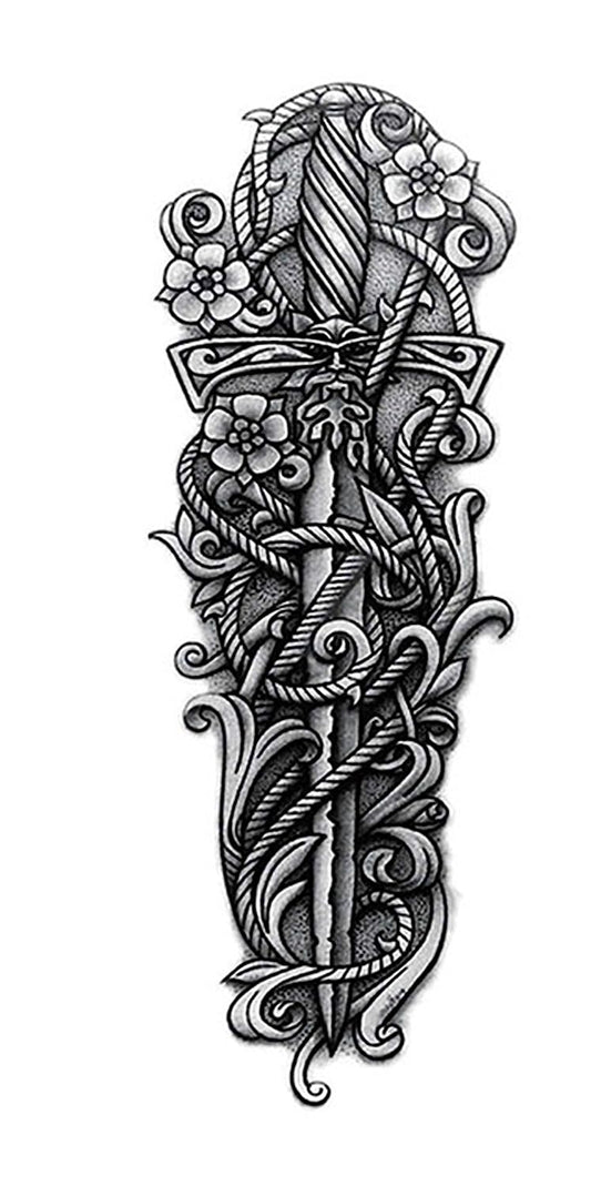 S.A.V.I Full Arm Hand Temporary Tattoo For Men Girls Women Sticker Size 48x17CM