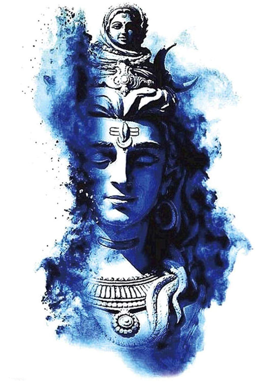 S.A.V.I 3D Temporary Tattoo Colorful Lord Shiva Parvati Holy Religious Design Size 21x15CM - 1PC.