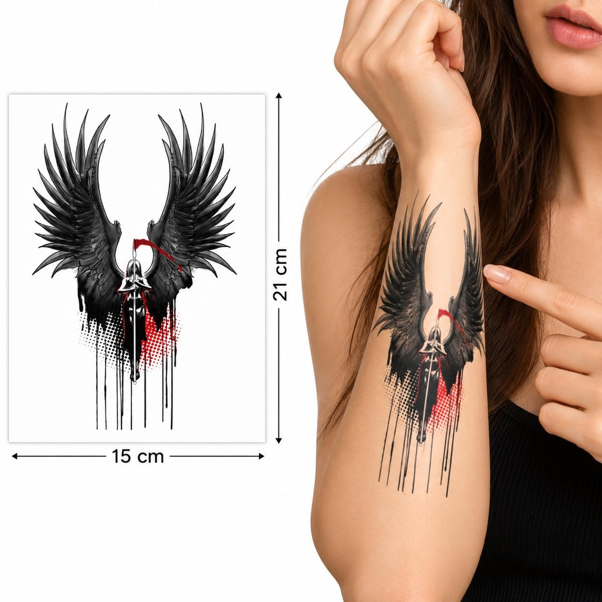 S.A.V.I Temporary Tattoo Stickers Wing Design, 3 Sheets, 15x21 cm