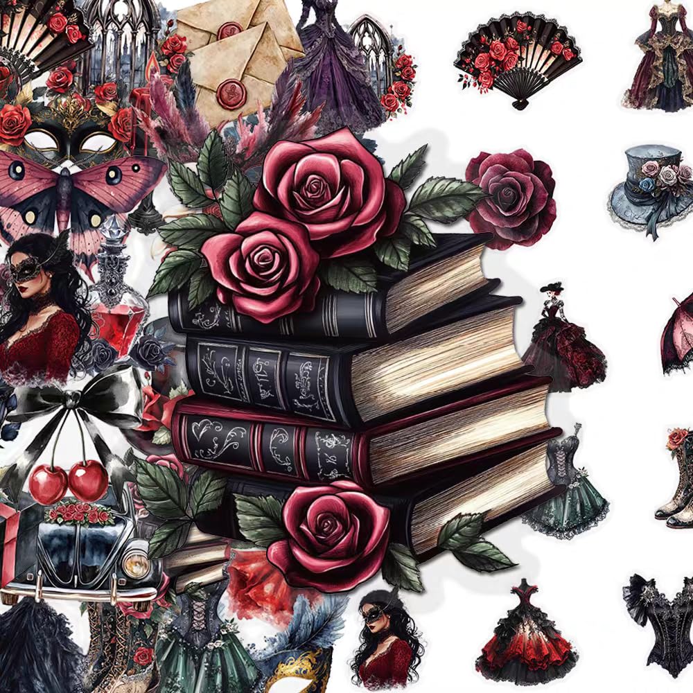S.A.V.I 50 Pcs Gothic Vinyl Stickers Pack for Laptop & Water Bottle