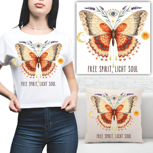 S.A.V.I Butterfly Design Washable Iron-On Applique Patch (8.5x6.5 in) | DIY Heat Transfer Sticker for T-Shirts, Hoodies, Jeans, Bags, Pillows | Vibrant Colors, Durable Adhesive, Easy to Use