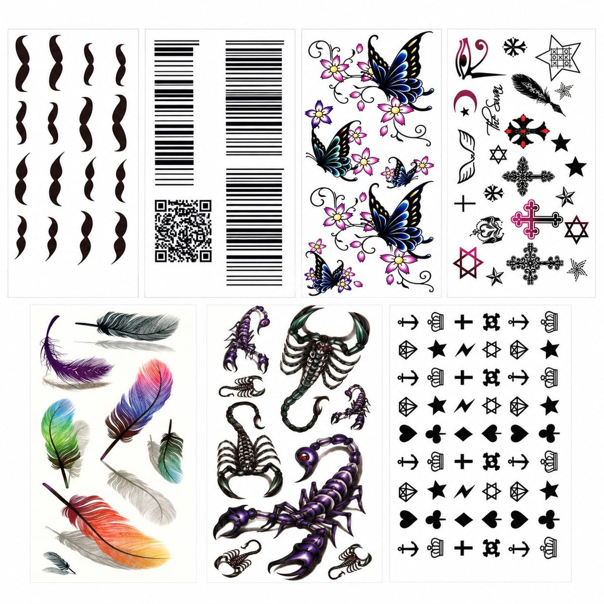 S.A.V.I 7 Temporary Tattoos for Women Waterproof Body Art Stickers