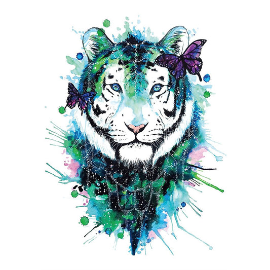 S.A.V.I 3D Temporary Tattoo Waterproof Sticker Beautiful Colourful Big Tiger Leopard Face Popular New Designs Size - 21x15cm (198)