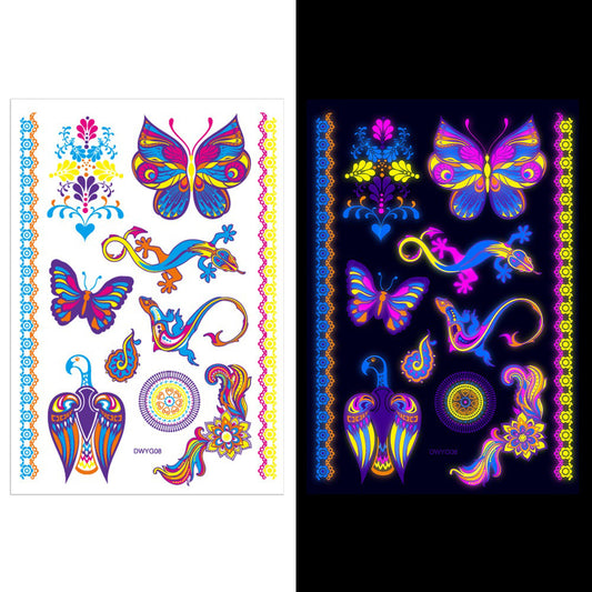S.A.V.I Neon Temporary Tattoos, Glow UV Neon Body Face Animal Tattoo, Lizard, Lion, Tiger, Wolf, Armband, Tattoos Flash Fake Waterproof Tattoo Stickers for Women Men Girls Body Art, Size- 21x15CM