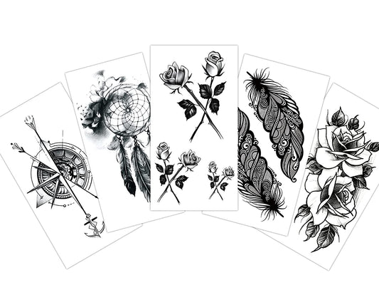 S.A.V.I 5pcs. Temporary Tattoo Stickers Combo Size 10.5x6cm