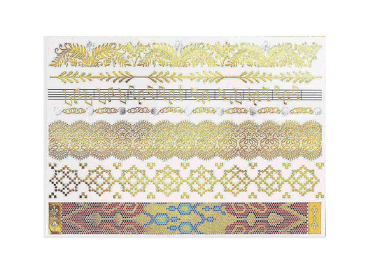 S.A.V.I 3D Temporary Tattoo Golden and Silver Metallic Sticker Wrist Arm Peacock Feathers Design Size 21x15cm - 1pc. (56), Gold