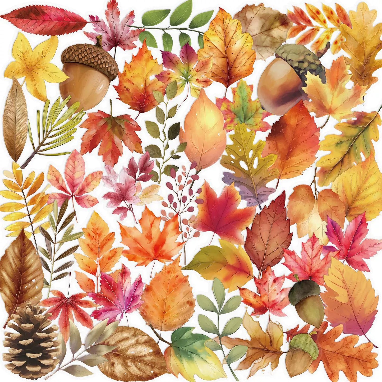 S.A.V.I Autumn Leaves Stickers Pack, 50 Waterproof Vinyl Decals