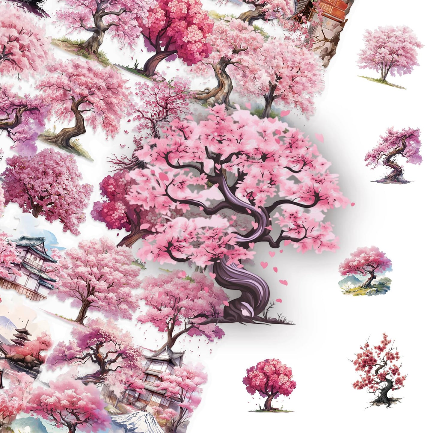 S.A.V.I Cherry Blossom Stickers Pack of 50, Vinyl Decals