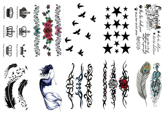 S.A.V.I 10PCS. Temporary Tattoo Stickers Combo of Mix Designs Size 10.5x6CM