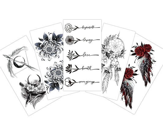 S.A.V.I 5pcs. Temporary Tattoo Stickers Combo Size 10.5x6cm