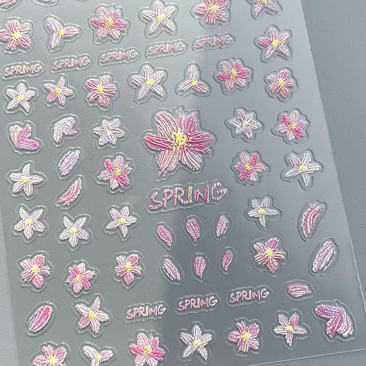 S.A.V.I 3D Embossed Floral Nail Art Stickers Wildflower Decals | 2 Sheets, Self Adhesive, DIY Manicure, Easy Peel and Apply, 6 x 10 cm Each