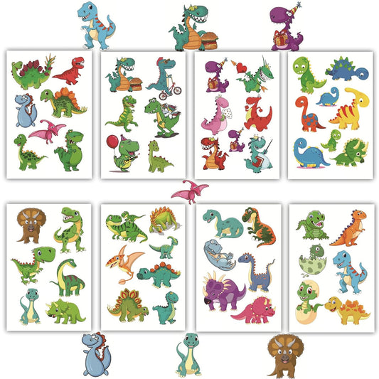S.A.V.I 8pcs Dinosaur Temporary Tattoos for Kids - Waterproof, Non-Toxic, Breathable - 12x7cm