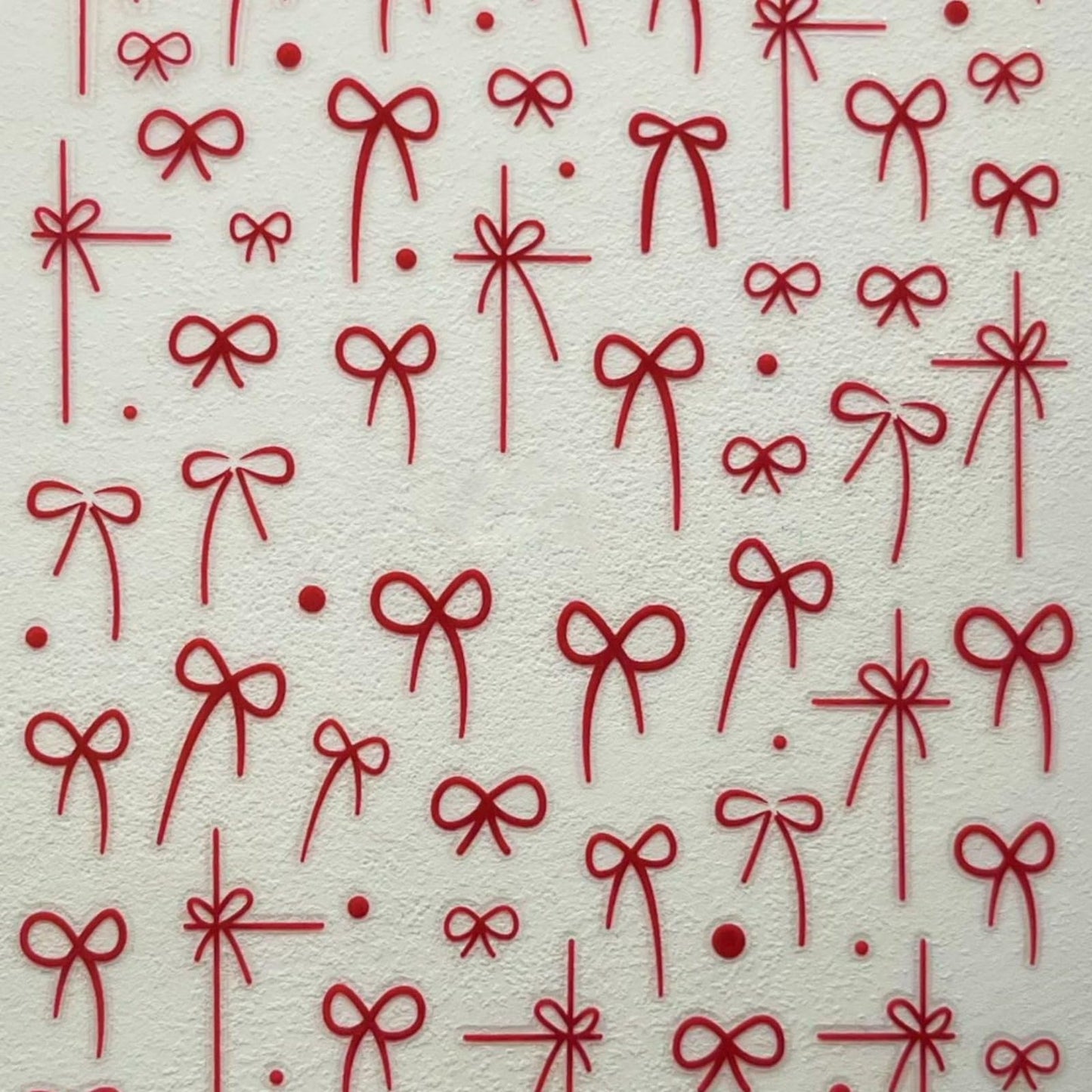 S.A.V.I 4 Sheets - Self-Adhesive Bow Nail Art Stickers, (Red, Dark Red, Black, White), Ultra-Thin DIY Decals, Minimal Ribbon Design for Gel, Acrylic & Natural Manicure