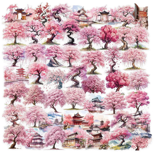 S.A.V.I Cherry Blossom Stickers Pack of 50, Vinyl Decals