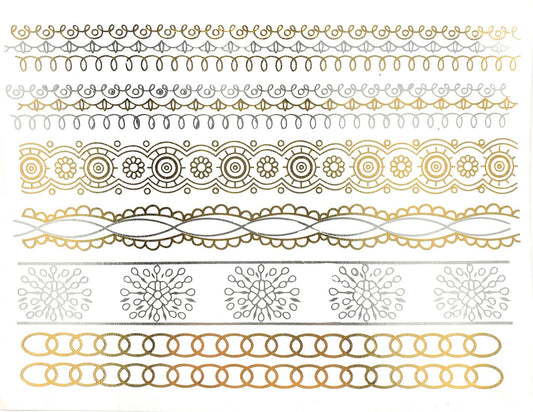 S.A.V.I 3D Temporary Tattoo Golden And Silver Metallic Sticker Wings Peacock Feathers Design Size 21x15CM - 1PC. (201)