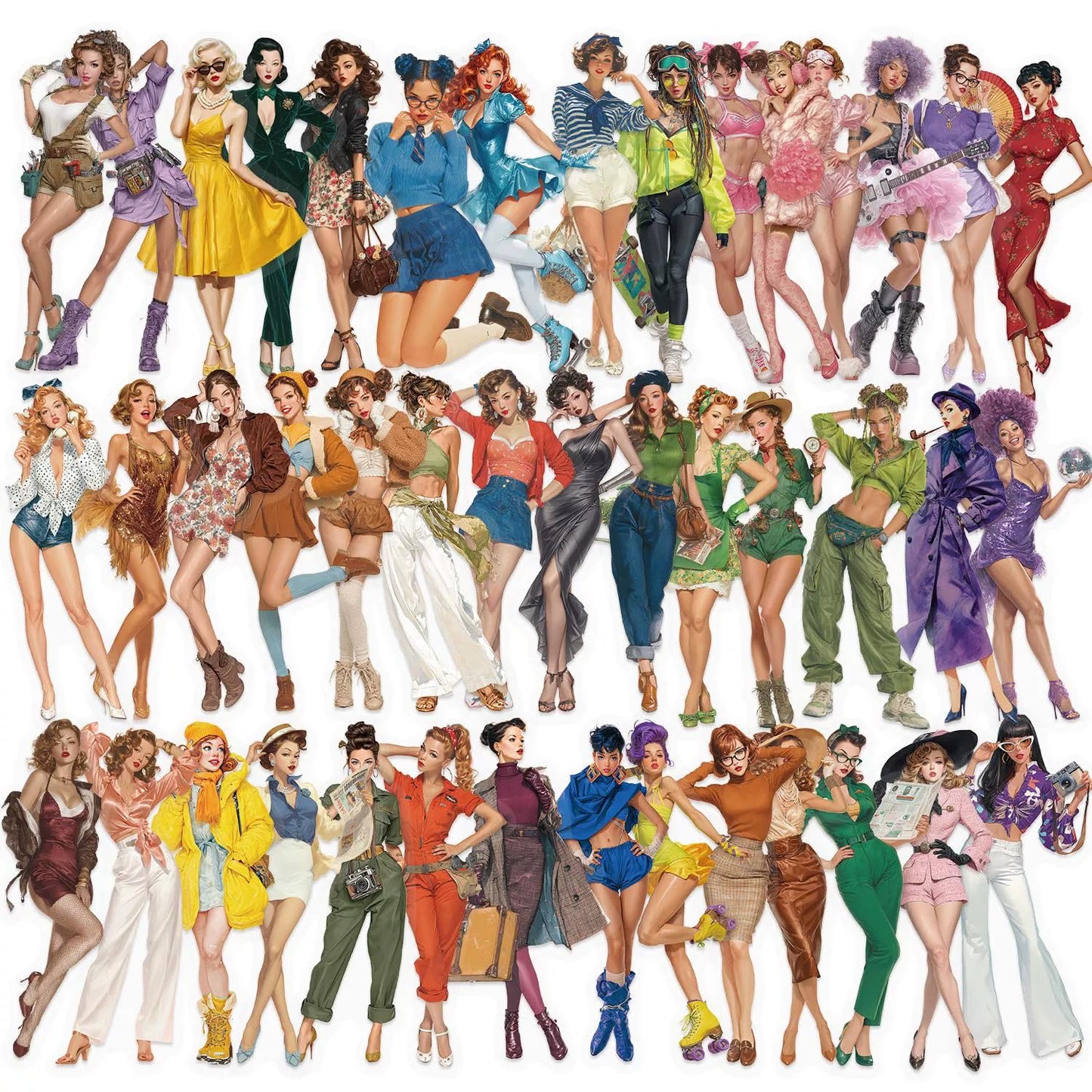 S.A.V.I 50 Pcs Girls Vinyl Stickers Pack for Laptop Mobile Bottle