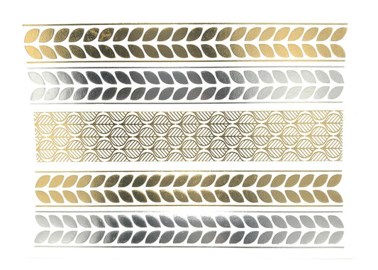 S.A.V.I 3D Temporary Tattoo Golden And Silver Metallic Sticker Bow Flower Hearts Design Size 21x15CM - 1PC. (3)