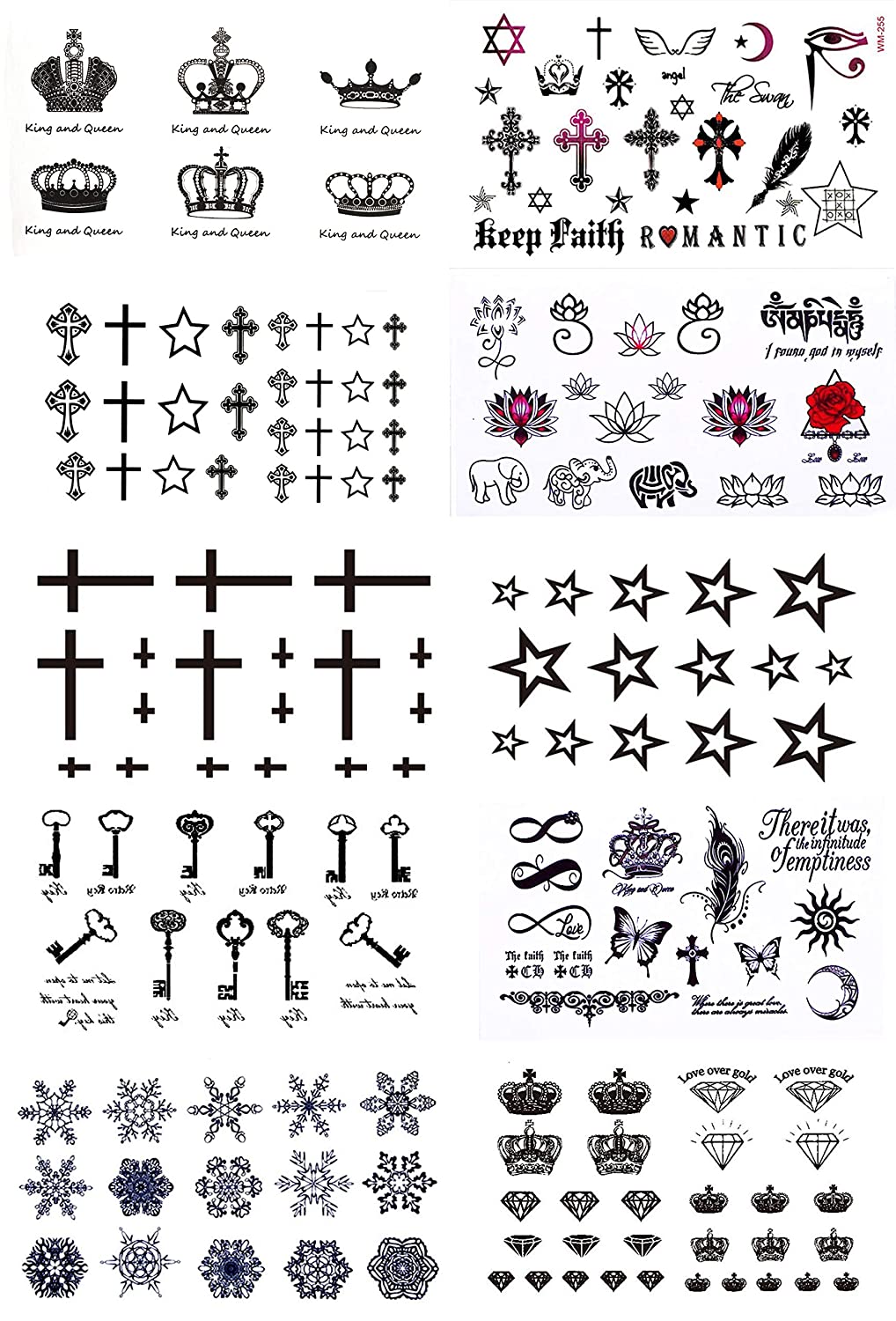 S.A.V.I 10PCS. Temporary Tattoo Stickers of Small Mix Designs Size 10.5x6CM