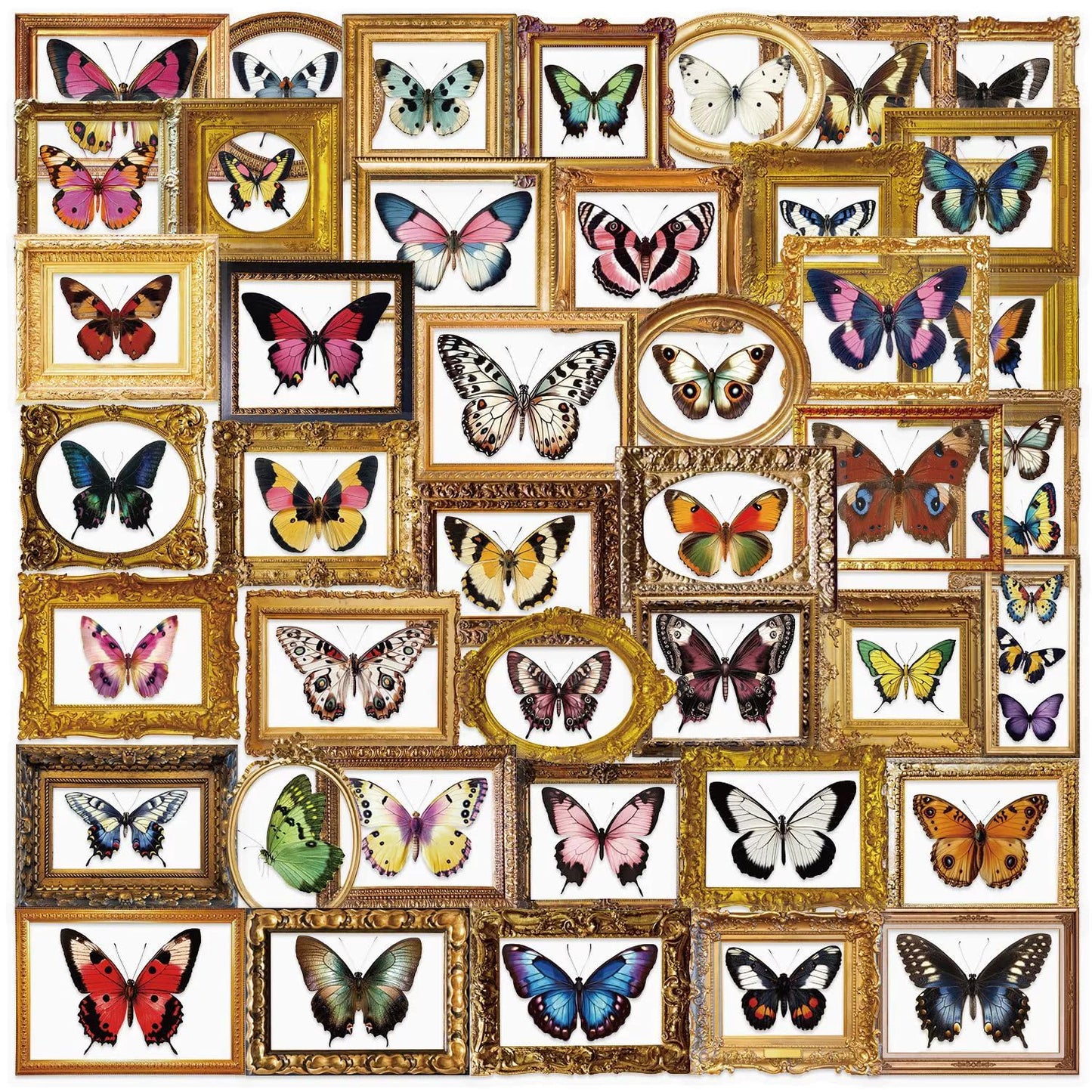 S.A.V.I 50 Pcs Vintage Butterfly Stickers Set, Waterproof PVC Decals