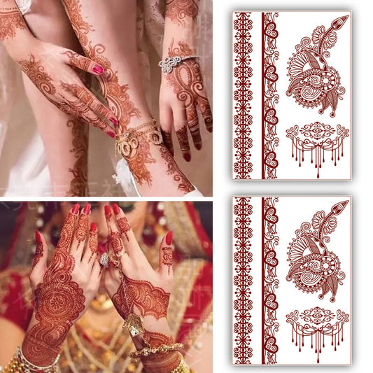 S.A.V.I 2 Sheets | Waterproof Heena Mehndi Temporary Tattoo Stickers | Elegant Body Art for Women’s Hands  Arms - 21x15cm